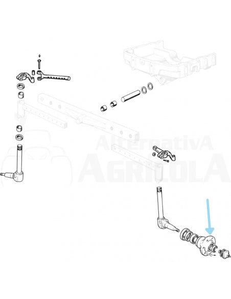 Buje rueda puente delantero Ebro - Kubota, Massey Ferguson 886337M91