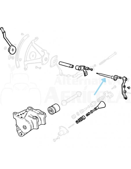 Eje control palanca elevador hidráulico Ebro - Kubota DDN-517-B