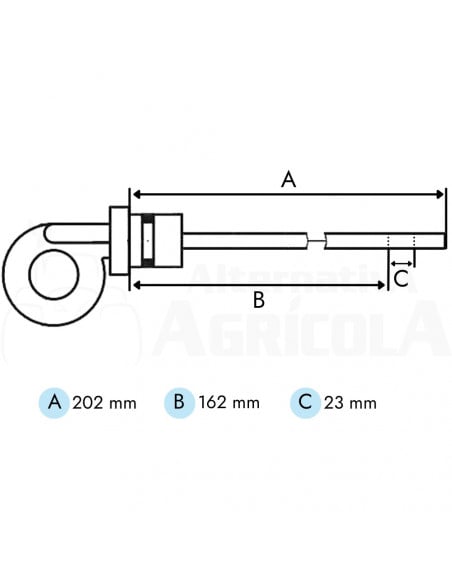 Varilla del nivel de aceite L 202 mm Landini, Massey Ferguson 735129M91