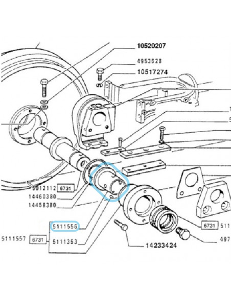 Casquillo eje rueda Ø 38 x 46 x 40.5 mm Fiat 605C 4987814