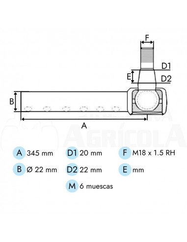 Rótula de dirección John Deere AL38646