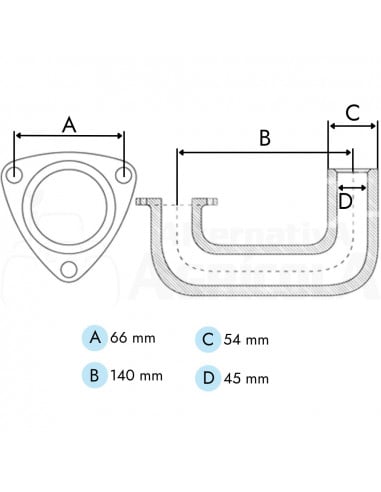 Codo de escape Tractor Massey Ferguson Ø 54 mm 897914M1