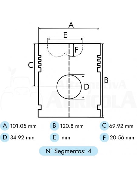 Pistón y pasador estándar Ø 101.05 mm Perkins 86940