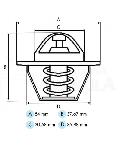 Termostato para tractor John Deere y Ford Ø 54 x 38 mm - 88°C