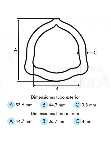 Transmisión cardan Categoría 6 x 1000 mm longitud tubo triangular 1"3/8 Z6