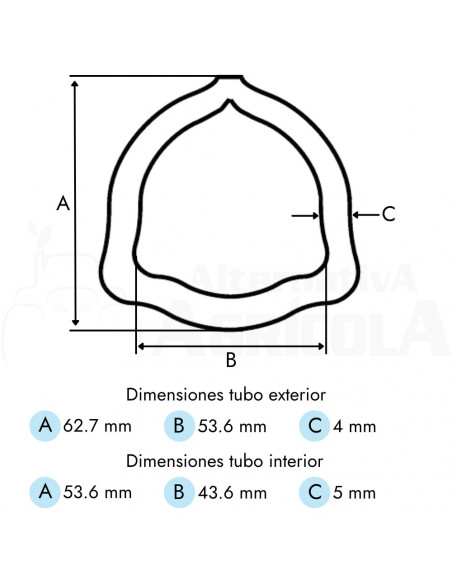 Transmisión cardan  Categoría 8 x 1000 mm longitud tubo triangular 1"3/8 Z6