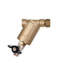 Filtro inclinado latón tuerca loca al revés con grifo inferior 1/2" 70 L/min