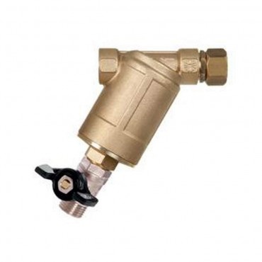 Filtro inclinado latón tuerca loca al revés con grifo inferior 1/2" 70 L/min
