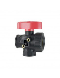 Válvula de bola 3 vías con flujo interrumpido palanca corta H - H 1 1/4"