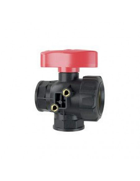 Válvula de bola 3 vías con flujo interrumpido palanca corta H - H 1 1/4"