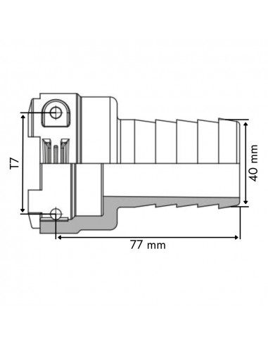 Espiga recta 40 mm con conexión modular hembra T7 plástico