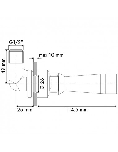 Agitador hidráulico boquilla inoxidable con codo 1.2 mm 1/2" plástico