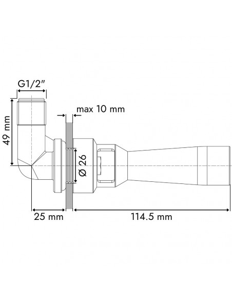 Agitador hidráulico boquilla inoxidable con codo 1.2 mm 1/2" plástico