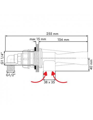 Agitador hidráulico anti espuma con codo boquilla 1.5 mm