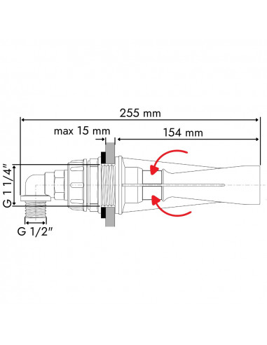Agitador hidráulico inspeccionable con codo boquilla 3,0 mm