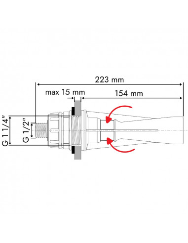 Agitador hidráulico inspeccionable sin codo boquilla 2.0 mm