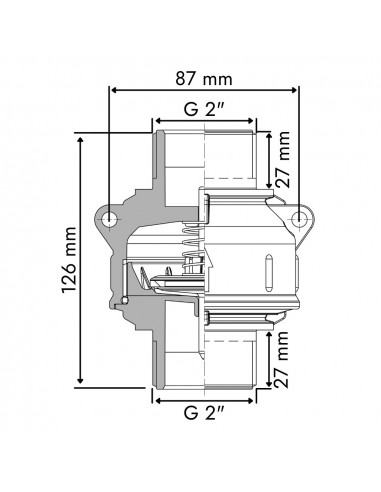 Válvula antirretorno con toma roscada 2" - L 126 mm