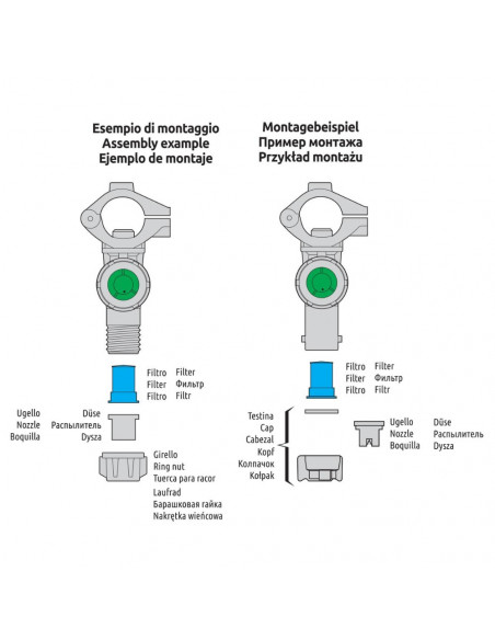 Filtro cilíndrico boquilla 3/8" Azul mesh 80 (25 uds)