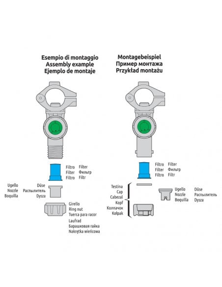 Filtro antigota boquilla 3/8" Verde mesh 100 25 uds