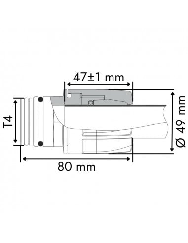 Acople rápido final de barra con final horquilla macho modular T4 para tubo Ø 3/4"