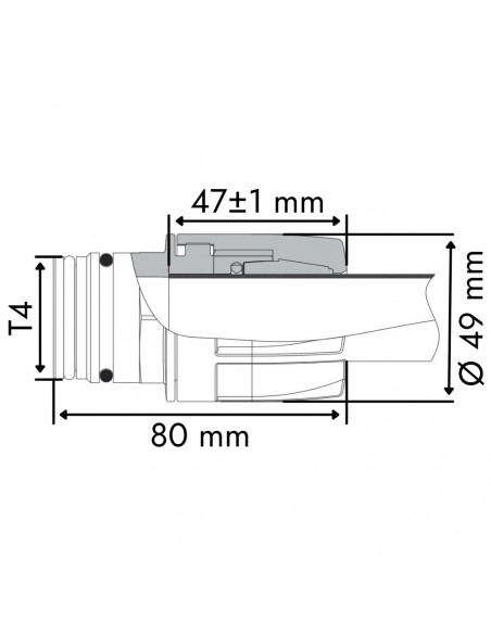 Acople rápido final de barra con final horquilla macho modular T4 para tubo Ø 3/4"