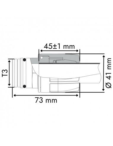 Acople rápido final de barra con final horquilla macho modular T3 para tubo Ø 1/2"