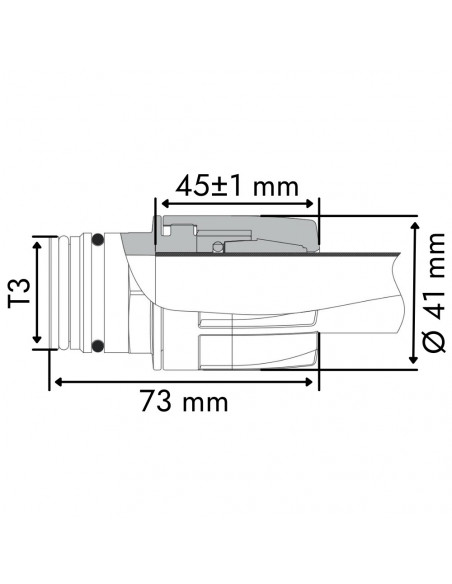 Acople rápido final de barra con final horquilla macho modular T3 para tubo Ø 1/2"