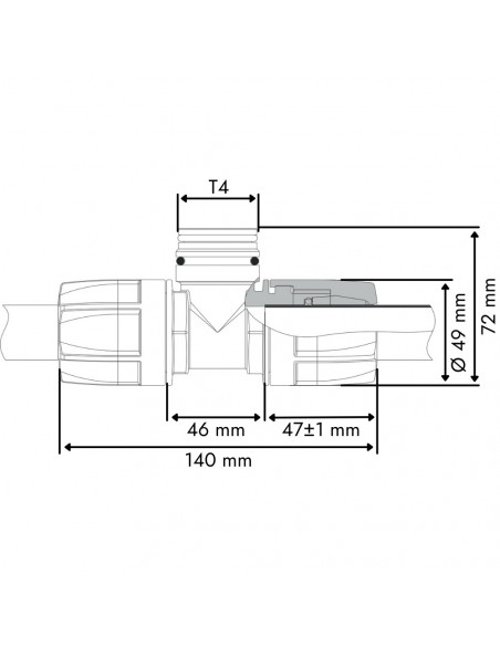 Racor en T acople rápido modular T4 para tubo Ø 3/4"