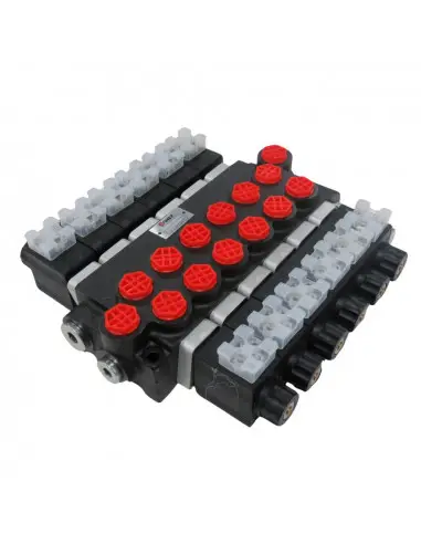 Distribuidor Hidráulico eléctrico 6 cuerpos 3/8" doble efecto circuito abierto