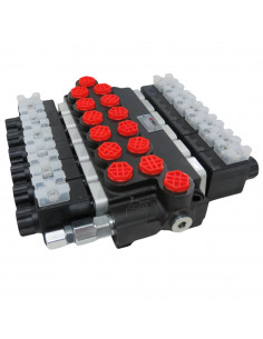 Distribuidor Hidráulico eléctrico 6 cuerpos 3/8" doble efecto circuito abierto