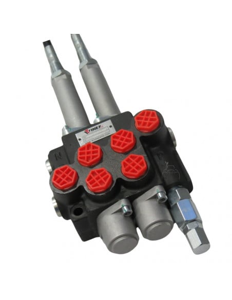 Distribuidor Hidráulico de 2 Palancas 3/8" doble efecto circuito abierto