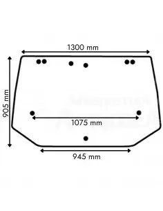 Cristal de la ventana Trasera Superior Para Tractores CNH, Fiat, Ford New Holland y CASE IH de 9 Agujeros