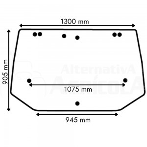 Cristal de la ventana Trasera Superior Para Tractores CNH, Fiat, Ford New Holland y CASE IH de 9 Agujeros