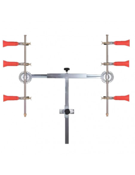 Barra fumigación en T 3 + 3 con pulverizadores regulables turbo con módulo antigota