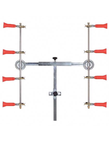 Barra fumigación en T 4+4 con pulverizadores regulables turbo