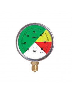 Manómetro glicerina INOX 100 mm 1/2" inferior 0-60 escala a colores