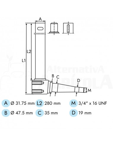 Mangueta de dirección derecha Massey Ferguson 897236M94