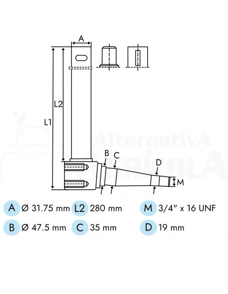 Mangueta de dirección derecha Massey Ferguson 897236M94