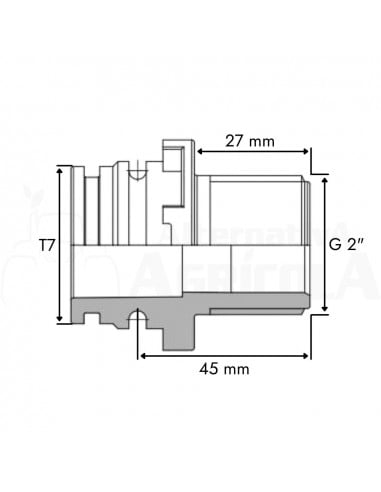 Adaptador rosca macho 2" a conexión modular macho T7