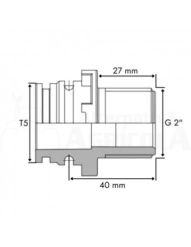 Adaptador rosca macho 2" a conexión modular T5