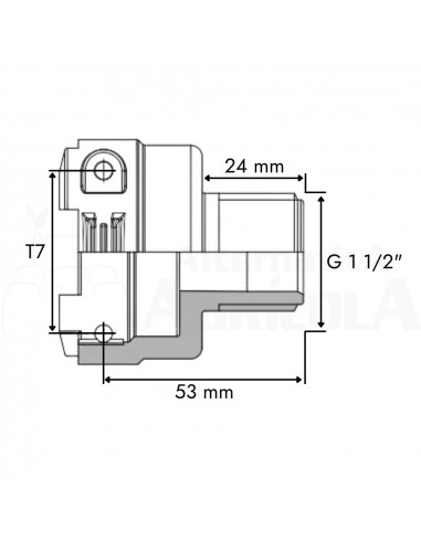 Adaptador rosca macho 1" 1/2 a conexión modular T7
