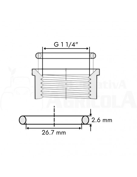 Juntas tóricas para espigas plástico de 1 1/4" 25 uds