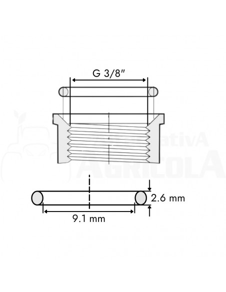 Juntas tóricas para espigas plástico de 3/8" 25 uds