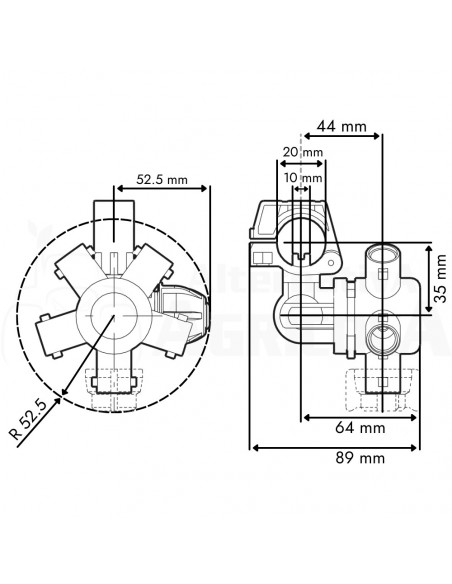 Portaboquilla pentajet con antigota para tuerca bayoneta lateral F 10 mm D 20 mm EPDM 5 uds