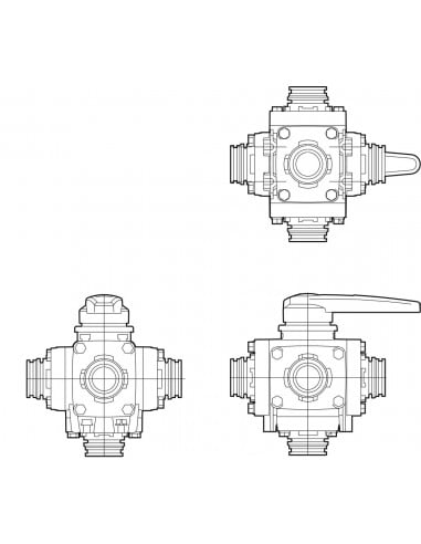 Válvla De Bola 5 Vías Toma Horquilla
