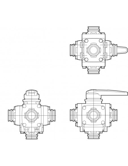 Válvla De Bola 5 Vías Toma Horquilla