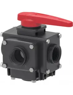 Válvula de bola 5 vías toma roscada H 2"