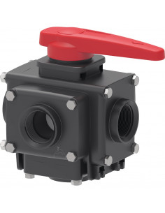 Válvula de bola 5 vías toma roscada H 1 1/2"