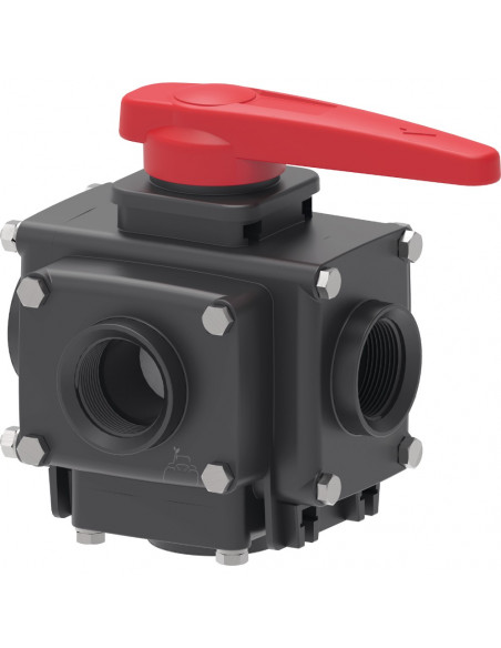 Válvula de bola 5 vías toma roscada H 1 1/2"