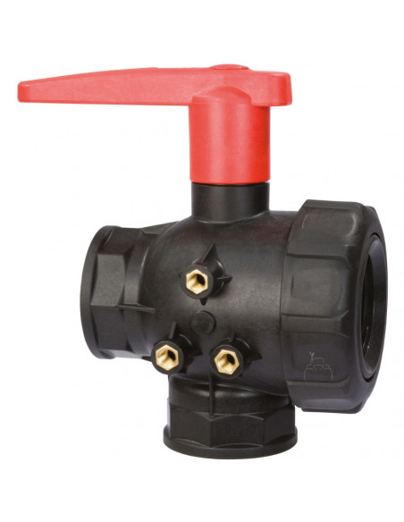 Válvula de bola 3 vías con flujo interrumpido H - H 1/2"